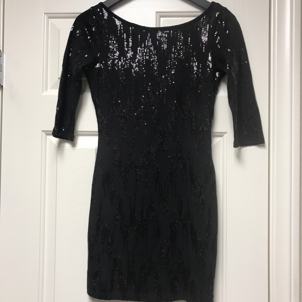 Black Sequin Mini Dress
